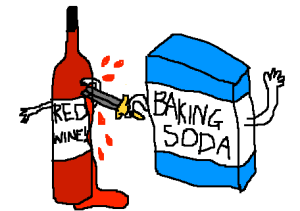 Red wine loses to baking soda